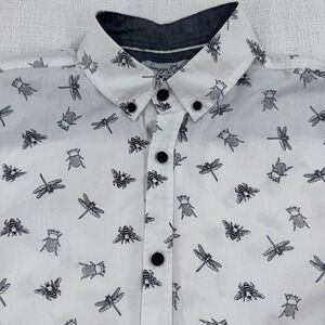 Sovereign Code Mens M Insect Print Button Down Short Sleeve Button Down Shirt